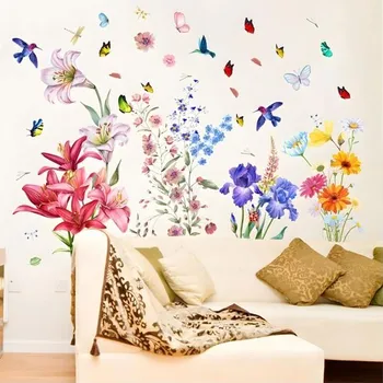 Tapeta Samolepky na zeď s květinami, dekoracemi do obývacího pokoje, ložnice, dětského pokoje, koupelny,