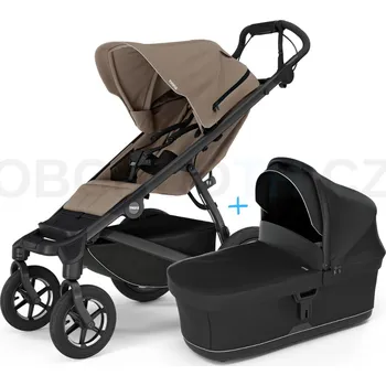 Kočárek Thule Urban Glide 4-wheel Tinted Taupe s magnetickou sponou + korbička Black