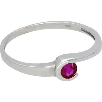 Prsten Goldstore Jemný prsten s rubínem bílé zlato Velikost: 51, Váha: 0.98 g