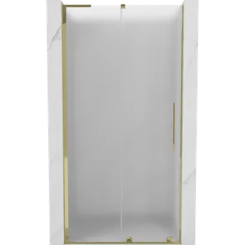 Mexen Velar L, posuvné sprchové dveře do otvoru 120 cm, 8mm sklo námraza, zlatá lesklá, 871-120-003-31-50