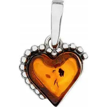 Přívěsek Srdce s Jantarem Stříbrný Přívěsek Přívěsek Srdíčko Stříbro 925 Jantar