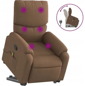 Křeslo Zvedací masážní křeslo, polohovací, hnědé,