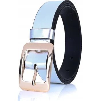 Opasek Dámský KOŽENÝ Pásek 3 cm se ZLATOU přezkou, stříbrný