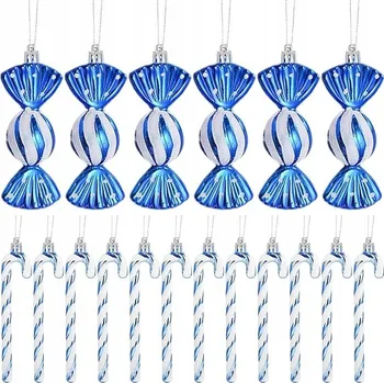 Vánoční dekorace Vánoční Baňky ve tvaru bonbónů, vánoční dekorace, sada 18 ks