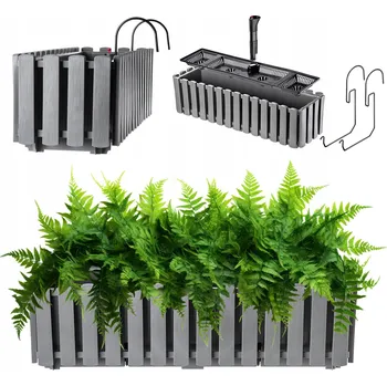 Květináč KADAX BALKONOVÝ TRUHLÍK KVĚTINÁČ S ÚCHYTY 58cm ŠEDÝ