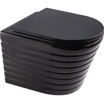 Klozet Aplomo Strips WC závěsné se sedátkem, černá, WS-W04L-CBK-M