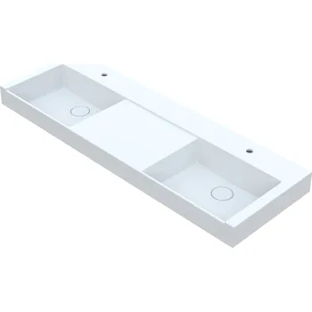 Umyvadlo Vayer Libra 160 dvojumyvadlo na desku, litý mramor, VAY-LIB160