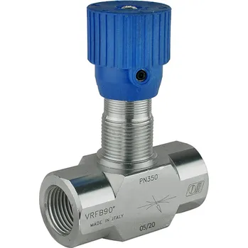 Ventil OLEODINAMICA MARCHESINI Dvoucestný hydraulický škrticí ventil VRFB 90 1/2" s přesnou regulací. Průtok: 50 l/min, max. tlak: 350 bar