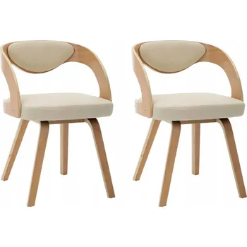 Jídelní židle Jídelní židle 2 ks krémové ohýbané dřevo a umělá kůže