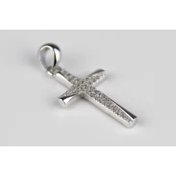 Přívěsek Stříbrný přívěsek křížek se zirkony F131