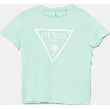 Dívčí oblečení Dětské bavlněné tričko Guess J5GI36.JA914.PPYA tyrkysová 60X, vel. 147-157