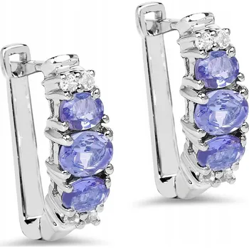 Náušnice PŘÍRODNÍ TANZANIT A KŘIŠŤÁL STŘÍBRNÉ 925 NÁUŠNICE