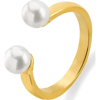 Prsten Otevřený pozlacený prsten s perlami VAAXA357G Troli