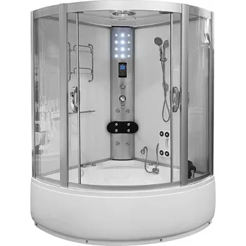 Aplomo Luxor White 135x135x220 parní masážní sprchový box s hydromasážní vanou, MO-08135SW