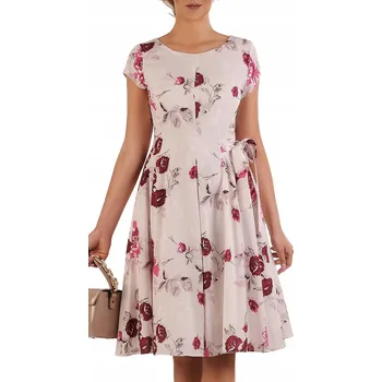 Dámské šaty Carla Moreno koktejlové šaty klasického střihu, midi délka, velikost 48