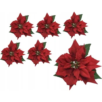 umělá květina 6x VÁNOČNÍ HVĚZDA UMĚLÁ SAMETOVÁ velká BETLÉMSKÁ ČERVENÁ jako živá