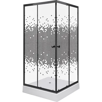 Kerra Pixel SQ Black čtvercový sprchový kout s vaničkou Rozměr koutu: 90x90cm, PIXBL90
