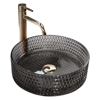 Rea Cristal Black 35 skleněné umyvadlo na desku, REA-U9671