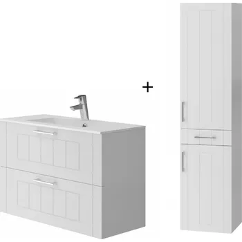 Koupelnový nábytek Lavedo Komplet Ossy 80 koupelnová skříňka s umyvadlem a vysoká skříňka 185 Ossy, bílá, OSC-80-OSC80