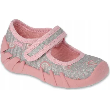 Dívčí obuv Befado dětské papuče na suchý zip, šedé, velikost 23