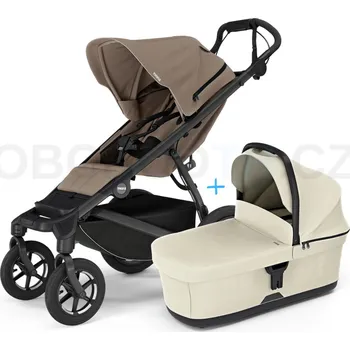 Kočárek Thule Urban Glide 4-wheel Tinted Taupe s magnetickou sponou + korbička Soft beige