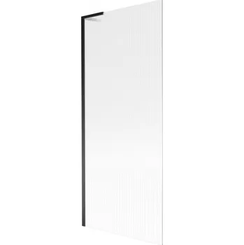 Vanová zástěna Mexen Next L, 1-křídlová vanová zástěna 80 x 150 cm, 6mm sklo s žebrovým vzorem, černý profil, 895-080-000-03-09-70