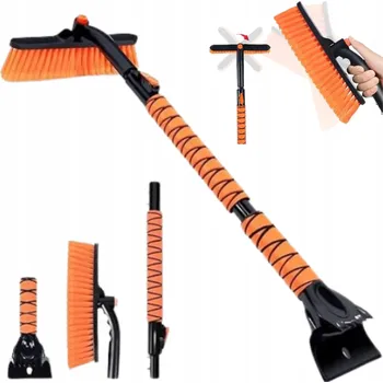 Autoškrabka Škrabka na okna a kartáč s pohyblivou hlavicí, odnímatelná pěnová rukojeť