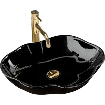 Rea Pearl 52 umyvadlo na desku, černý lesk, REA-U0858