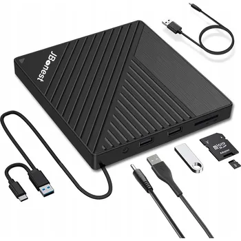 Mechanika JBONEST DVD/CD vypalovačka USB 3.0 & Type-C s čtečkou karet SD/TF