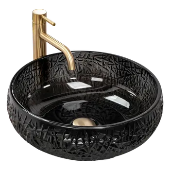 Rea Ice Black 40 skleněné umyvadlo na desku, REA-U6660