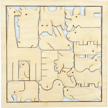 Dřevěná hračka Dřevěné puzzle skládačka zvířata zvířátka zoo z překližky decoupage