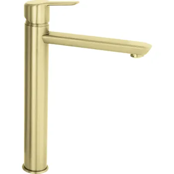 Vodovodní baterie Deante Arnika vysoká umyvadlová baterie, broušené zlato, BQA_R20N