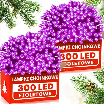 Vánoce 2 x VÁNOČNÍ OSVĚTLENÍ NA STROMEČEK 300 LED FIALOVÁ VNITŘNÍ VENKOVNÍ