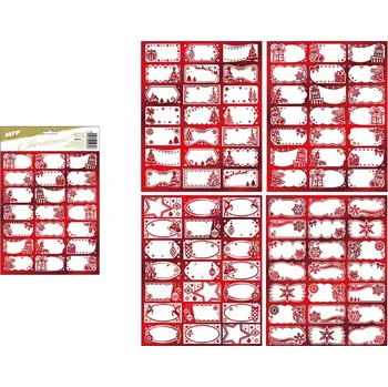 Dárková visačka MFP Samolepky na dárky červené 8885876 21 ks mix motivů