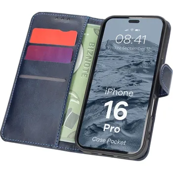 Pouzdro na mobilní telefon Flipové pouzdro Bizon pro Apple iPhone 16 Pro modré