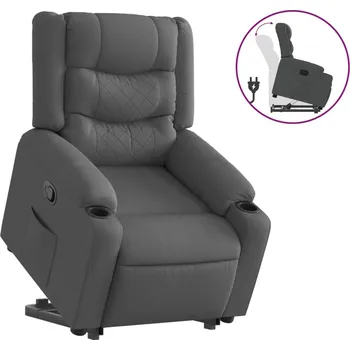 Křeslo Polohovací křeslo s funkcí vstávání, tmavě šedé, látkové