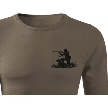 Pánské tričko Bavlněné hnědé tričko s potiskem LOVEC S OHAŘEM vel. XXL: