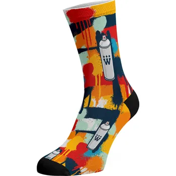 Dámské ponožky Walkee barevné ponožky - Graffiti Barva: Oranžová, Velikost: 37-41