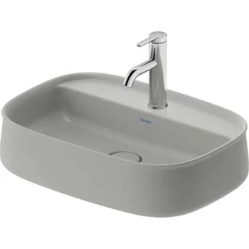 Umyvadlo Duravit Zencha - Umyvadlo na desku 55x39 cm, bez přepadu, otvor pro baterii, DuraCeram, WonderGliss, matná šedá 23745567711