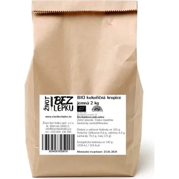 Přisada na vaření a pečení Život bez lepku BIO kukuřičná krupice jemná 2 kg