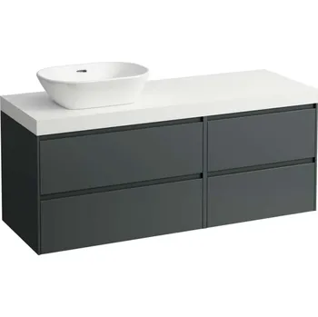 Nábytek Laufen Lani - Umyvadlová skříňka, 58x137x49 cm, 4 zásuvky, výřez vlevo, šedá/bílá H4045821122661