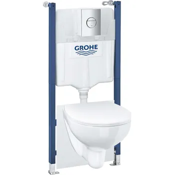 WC sada Grohe Solido - Set předstěnové instalace, klozetu Bau Ceramic a sedátka Slim softclose, tlačítka Sail, chrom/bílá 39900000
