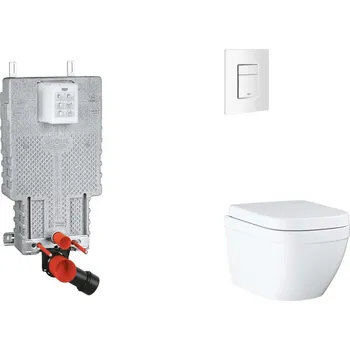 WC sada Grohe Uniset - Set předstěnové instalace, klozetu, sedátka SoftClose a tlačítka Skate Cosmopolitan, Triple Vortex, alpská bílá SANI15BB3105
