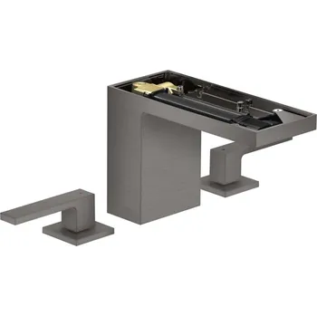 Vodovodní baterie Axor MyEdition - Umyvadlová baterie s výpustí Push-Open, 3-otvorová instalace, EcoSmart, kartáčovaný černý chrom/bez destičky 47072340