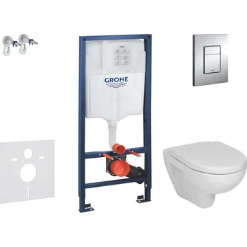 WC sada Grohe Rapid SL - Set předstěnové instalace, klozetu a sedátka Jika Lyra Plus, tlačítka Skate Cosmopolita, chrom 38528SET-KJ2