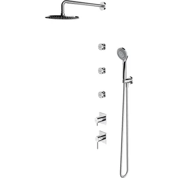 Sprchový set OMNIRES Y - Sprchový set s baterií pod omítku, s tělesem, 5 proudů, průměr 25 cm, chrom SYSY30XCR