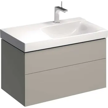 Geberit Xeno 2 - Skříňka pod umyvadlo 90 cm s odkládací plochou, zásuvka s LED svítidlem, šedobéžová 500.516.00.1