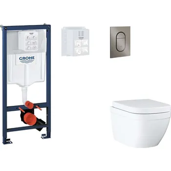 Grohe Rapid SL - Set předstěnové instalace, klozetu, sedátka SoftClose a tlačítka Arena Cosmopolitan S, Triple Vortex, kartáčovaný Hard Graphite SANI11BB5118