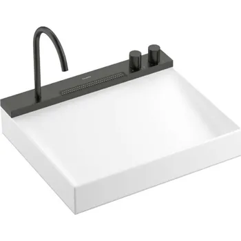 Hansgrohe Avalegra - Umyvadlo 58x48 cm, s termostatickou baterií a sprškou, 2 proudy, bez přepadu, kartáčovaný černý chrom 22472340