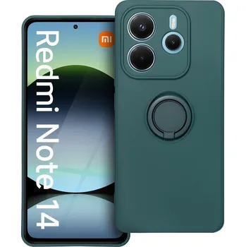 Pouzdro na mobilní telefon Silicone RING Case pouzdro 3v1 pro Xiaomi RedMi NOTE 14 4G zelené